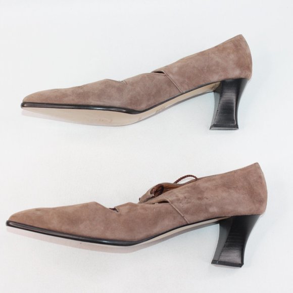 Ellen Tracy Womens Sz 10 Linda Allard Brown Suede Block Heeled Pointed Toes #135 - Picture 5 of 11